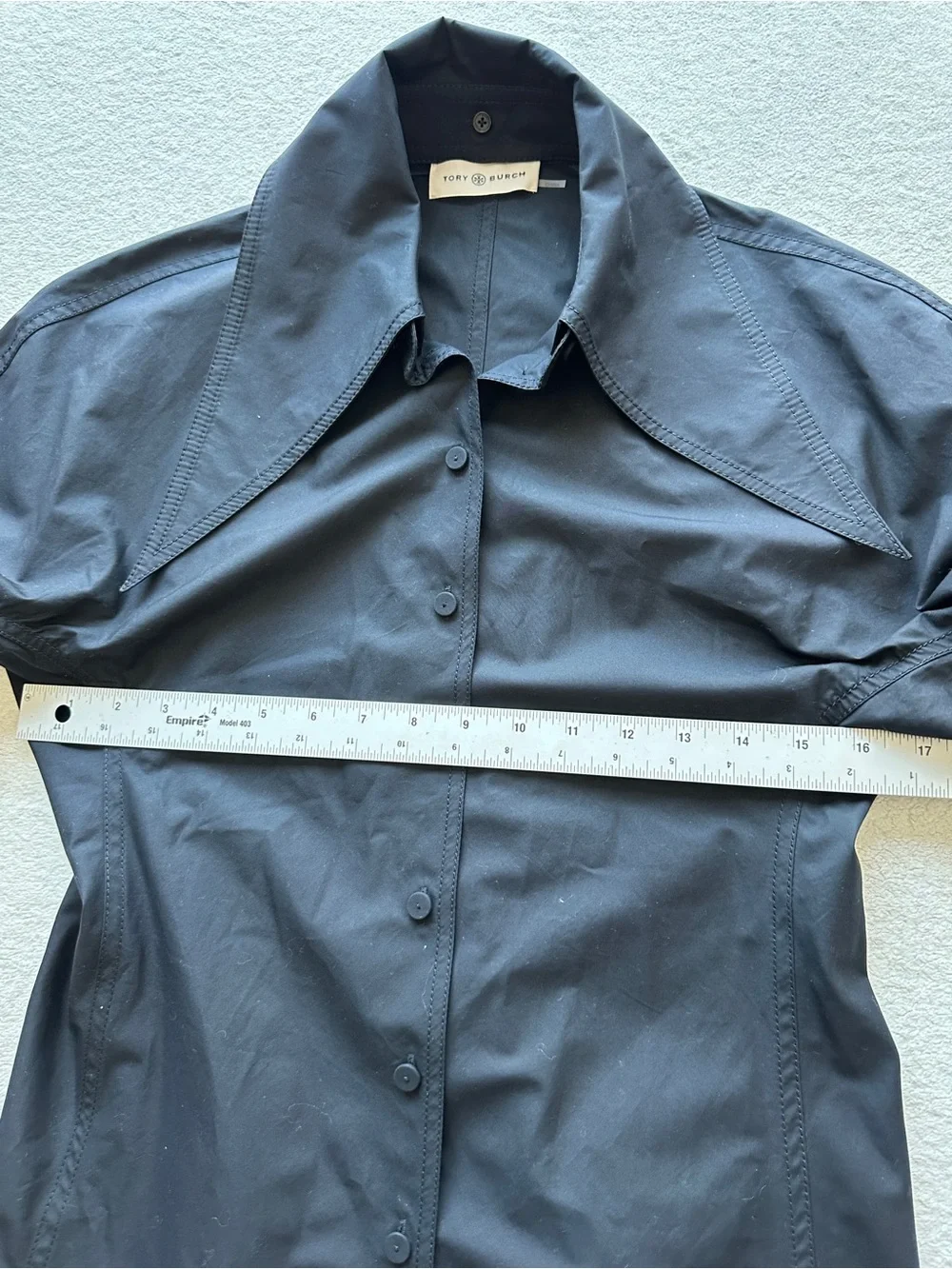 Tory Burch Poplin Shirt Black Cotton size‎ 2 small like NEW removable collar